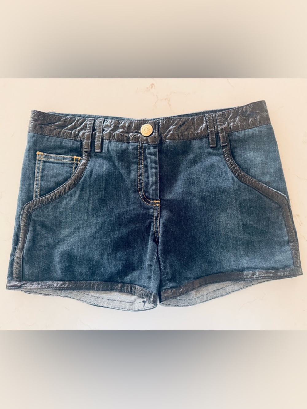 Dolce & Gabbana Denim Shorts with Patent Leather Trim | IT 40 | Made in Italy